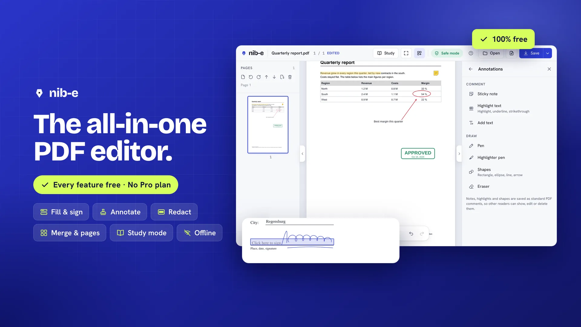 The all-in-one PDF editor. Every feature free, no Pro plan.